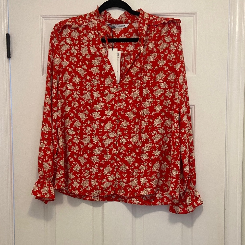 Zara Floral Red Women's Top